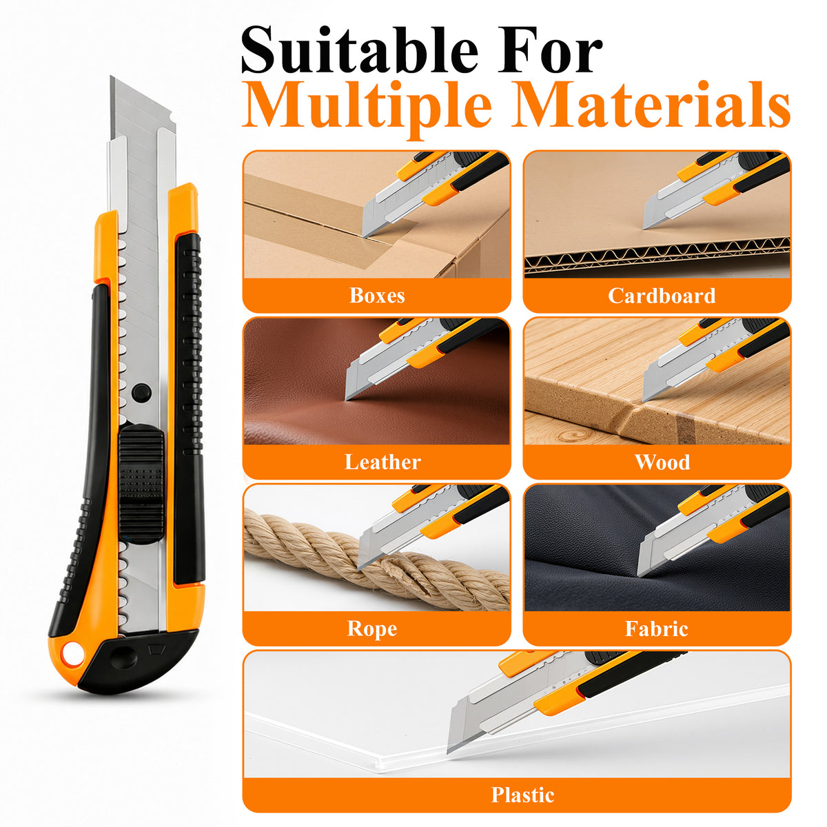 Agesis 6 pack Box Cutter, Retractable Utility Knife with Rubber Grip, Snap-off Razor Blade Box Opener for Cardboard, Cartons, Packages and Crafts