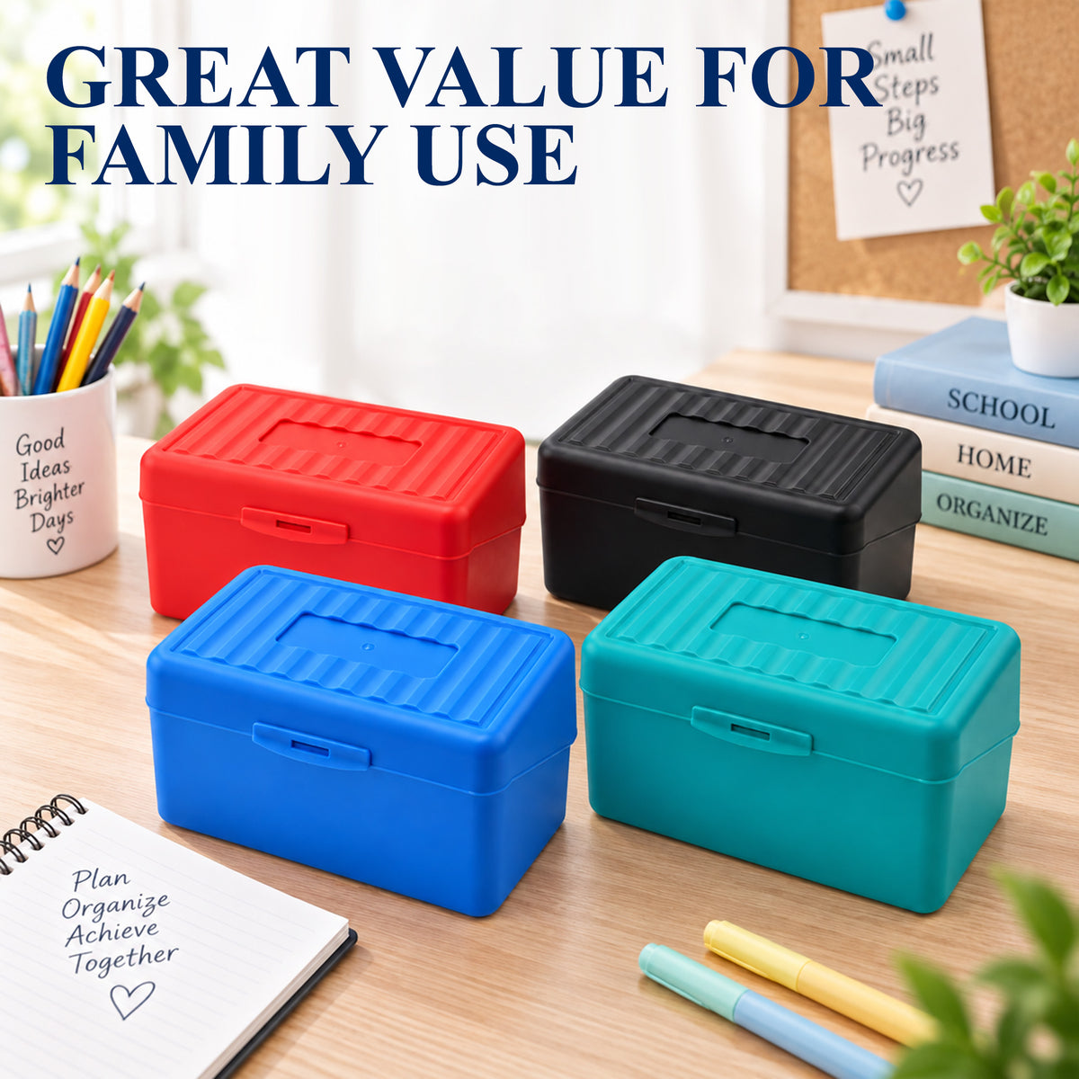 Agesis Index Card Holder 3x5, Flash Note Card Holder, Index Card Box Organizer Case, 4 packs (Black, Red, Green, Blue)