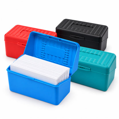 Agesis Index Card Holder 3x5, Flash Note Card Holder, Index Card Box Organizer Case, 4 packs (Black, Red, Green, Blue)
