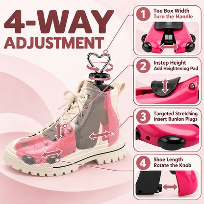Agesis Shoe Stretcher Women, Boot Stretchers 4-Way Shoe Tree Adjustable Widener Expander Unisex Boots Stretcher Wide Feet (Small, Rose,2pcs)