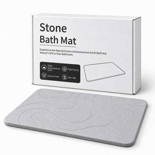 Agesis Stone Bath Mat, Quick-Dry Non-Slip Diatomaceous Earth Bath Mat, 23.6 x 15.4 inch Super Absorbent Stone Shower Mat for Bathroom Floor, Easy to Clean, Grey