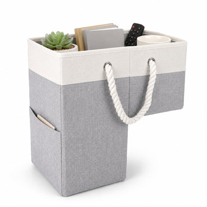 Agesis Stair Basket,Foldable Stair Storage Basket with Cotton Rope Handles 16" Step Staircase Basket for Wooden and Carpeted Stairs(Gray)