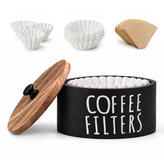 Agesis Coffee Filter Holder, Wooden Coffee Filter Storage Container with Lid for Countertop, Coffee Bar Organizer for Home Decor