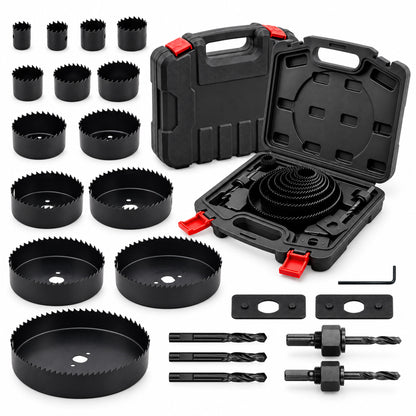 Agesis Hole Saw Kit, 24 PCS Hole Saw Set with 14 Saw Blades 3/4"-6" (19-152mm), Mandrels and Drill Bits for Drywall, Soft Wood, Plywood, PVC and Plastic