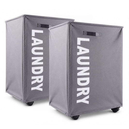 Agesis Laundry Basket with Wheels, 1 Pair 75 L Foldable Rolling Laundry Hamper, Large Dirty Clothes Hamper for Bedroom, Laundry Room, Apartment & Dorm