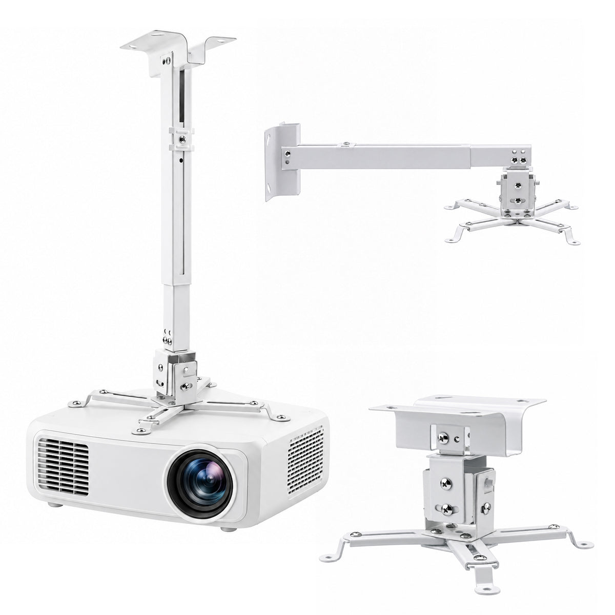 Agesis Projector Ceiling/Wall Mount, Universal 3-in-1 Height Adjustable Bracket with Extension Pole, Supports up to 33 lbs for Home Office