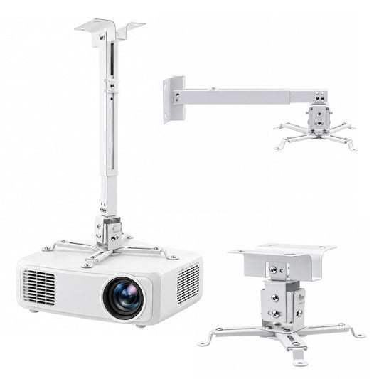 Agesis Projector Ceiling/Wall Mount, Universal 3-in-1 Height Adjustable Bracket with Extension Pole, Supports up to 33 lbs for Home Office
