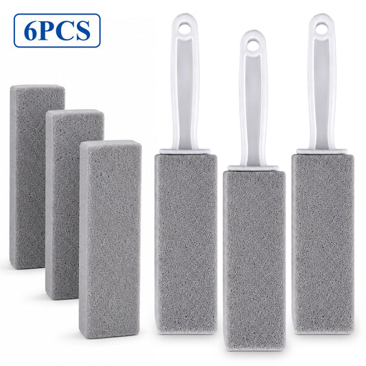 Agesis Pumice Stone Toilet Bowl Cleaner, 6 Pack Long Handle Pumice Stone with 3 Handle Stones & 3 Handheld Cleaning Blocks, Hard Water Ring Remover for Toilet, Tub & Sink
