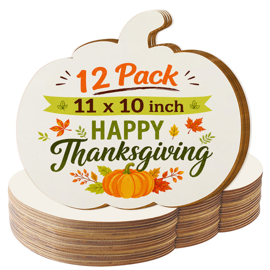 Agesis Large 11 x 10 inch Wooden Pumpkin for Crafts, 12 Pack Blank Wood Pumpkins Cutouts to Paint, Smooth Surfaces for DIY Crafts, Fall, Halloween and Thanksgiving Decorations