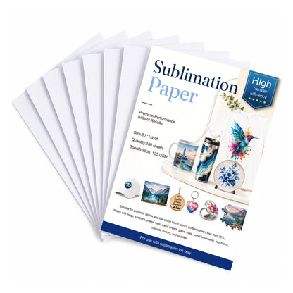 Agesis Sublimation Paper 8.5 x 11 inch, 100 Sheets 125gsm sublimation transfer paper for T-Shirts, Tumblers and Mugs, Compatible with Sublimation Ink and Inkjet Printers