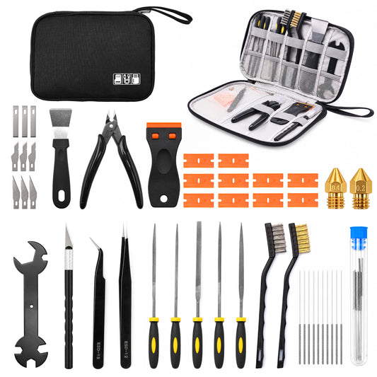 Agesis 3D Printer Tools Kit, 46PCS 3D Printer Accessories for FDM SLA Machines, Nozzle Cleaning Needles, Scraper, Deburring Tool, Files & Brushes