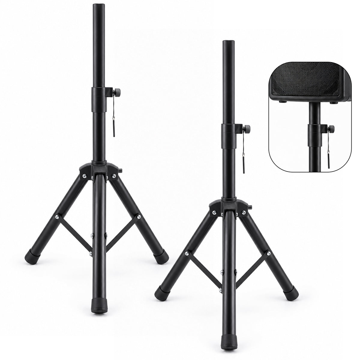 Agesis Speaker Stands 2 Pack, Height Adjustable 26–43 Inch Tripod Speaker Stand, 35mm Universal Mount with Safety Pin & Knob Lock for DJ, PA, Studio, Home