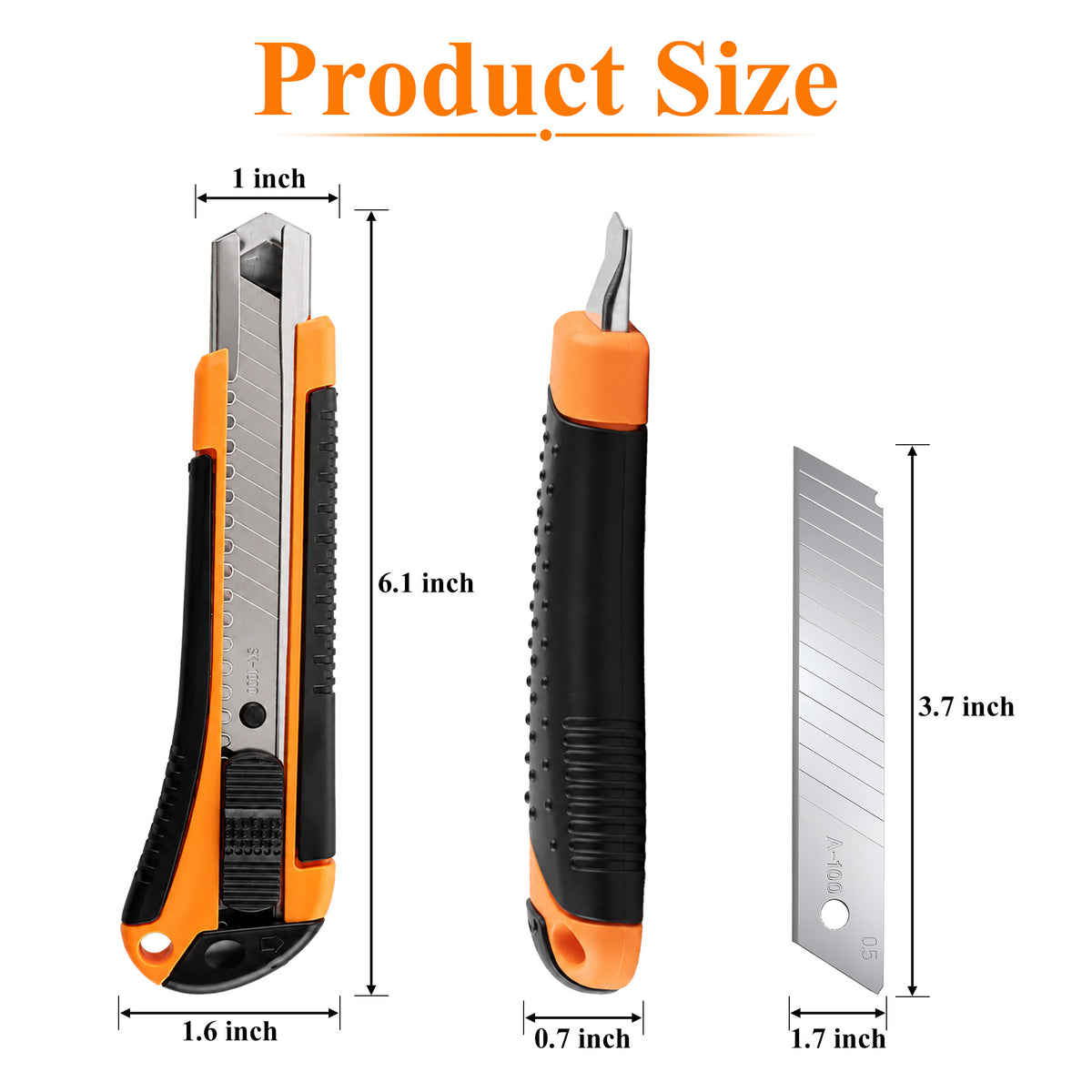 Agesis 6 pack Box Cutter, Retractable Utility Knife with Rubber Grip, Snap-off Razor Blade Box Opener for Cardboard, Cartons, Packages and Crafts