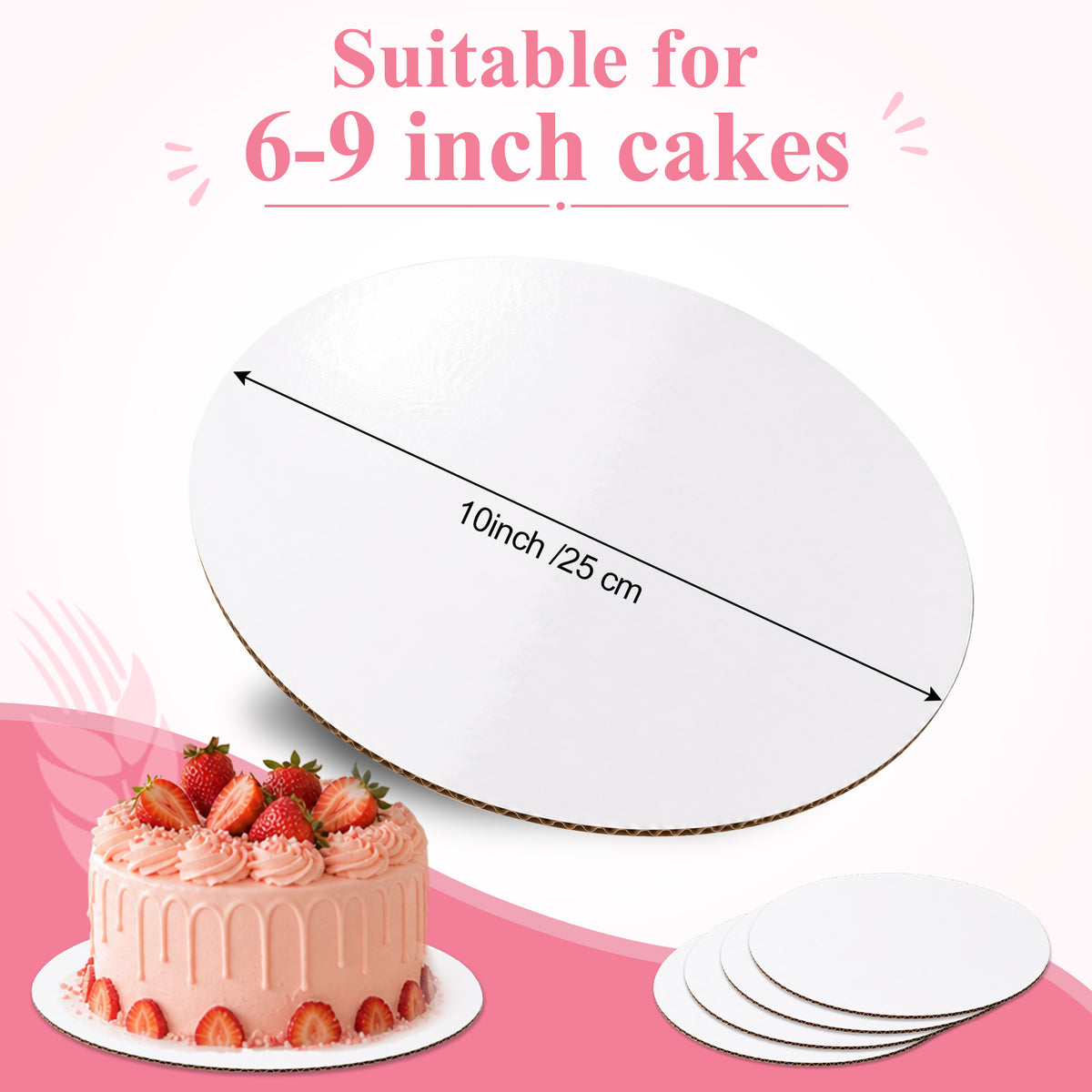 Agesis 46 Pack Cake Boards 10 inch Round, White Cardboard Cake Rounds, Waterproof Oil-Resistant Cake Base Boards for Cupcakes, Pizza, Desserts, Bakery