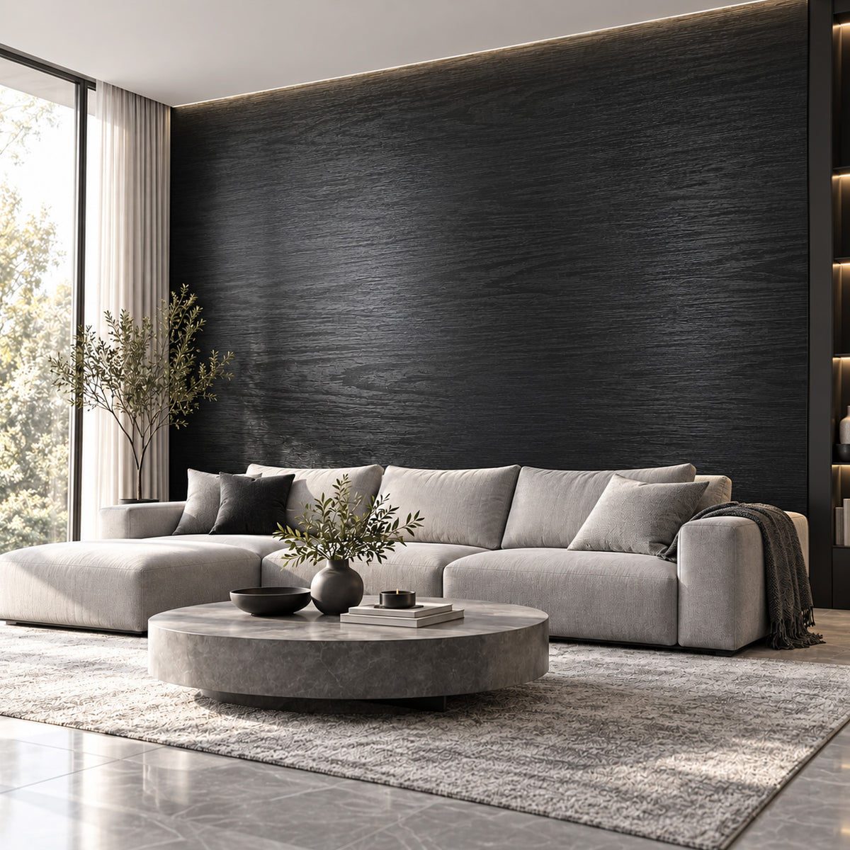Agesis Black Wood Peel and Stick Wallpaper, Black Contact Paper 17.7" x 236", Waterproof Self-Adhesive Removable Thick Vinyl Wrap, Renter Friendly Wallpaper for Bathroom Kitchen Cabinets