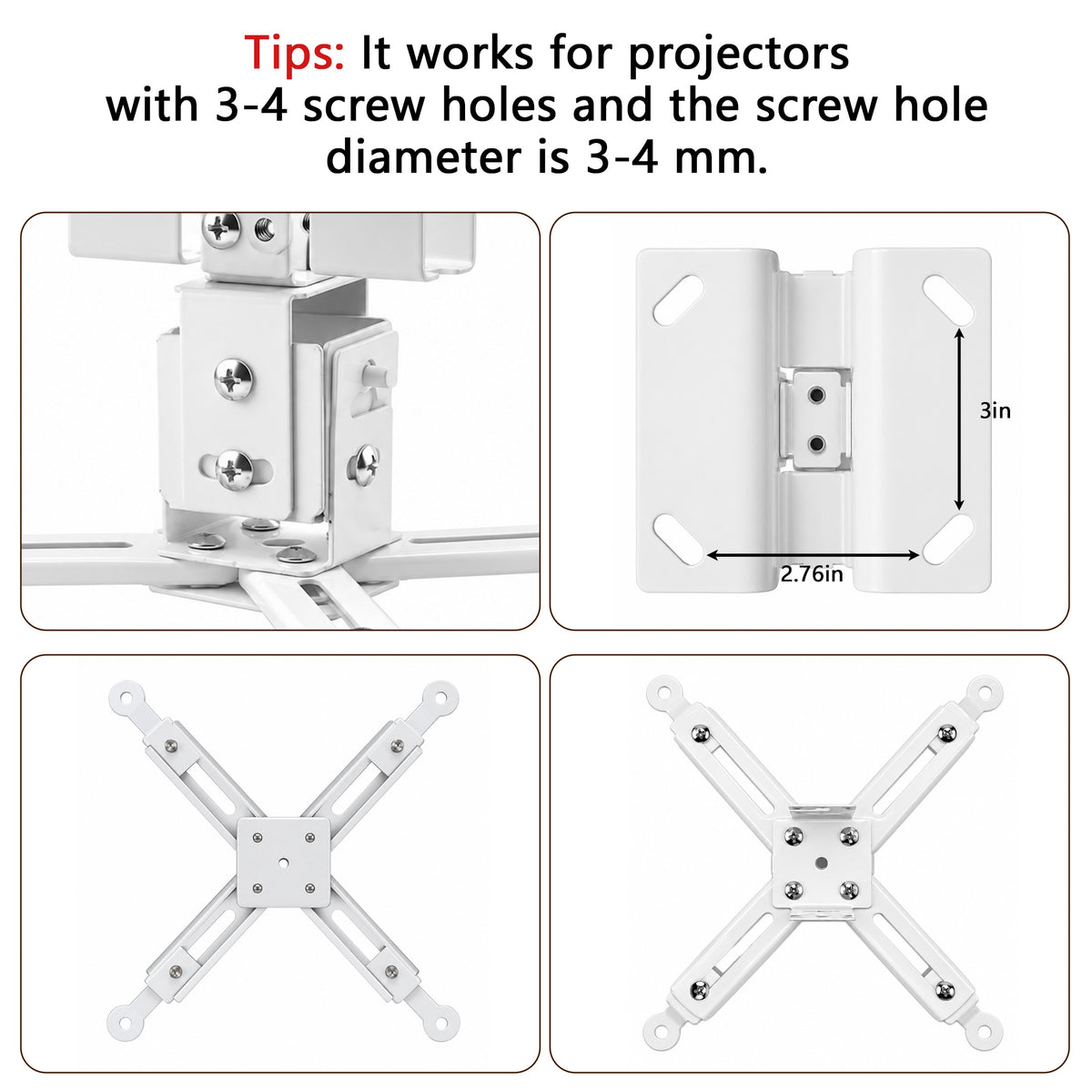 Agesis Projector Ceiling/Wall Mount, Universal 3-in-1 Height Adjustable Bracket with Extension Pole, Supports up to 33 lbs for Home Office