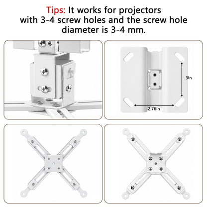 Agesis Projector Ceiling/Wall Mount, Universal 3-in-1 Height Adjustable Bracket with Extension Pole, Supports up to 33 lbs for Home Office