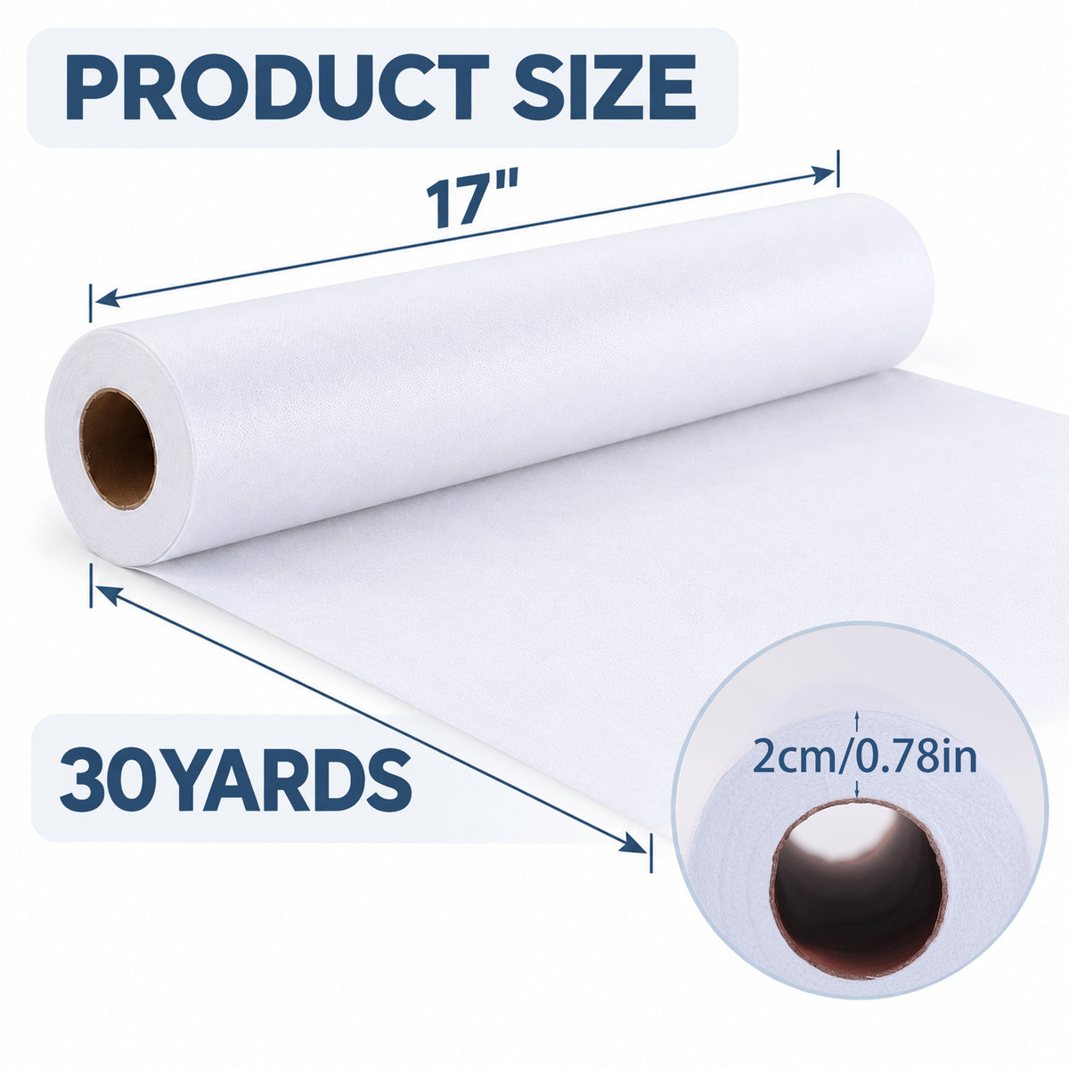 Agesis Fusible Interfacing for Sewing, 17in x 30yd Medium Weight Iron-on Non-Woven Single-Sided Interfacing for Diy Craft Supplies, Quilting, Shirt Plackets and Dresses, White