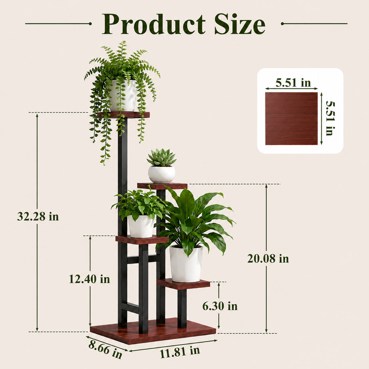Agesis Plant Stand Indoor, 5 Tier Corner Plant Stand Tall Indoor Plant Shelf Organizer Rack for Living Room, Balcony, Patio & Garden Decor