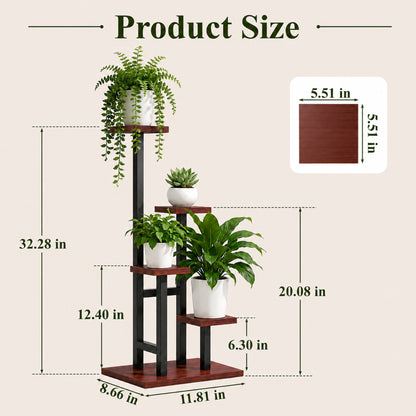 Agesis Plant Stand Indoor, 5 Tier Corner Plant Stand Tall Indoor Plant Shelf Organizer Rack for Living Room, Balcony, Patio & Garden Decor