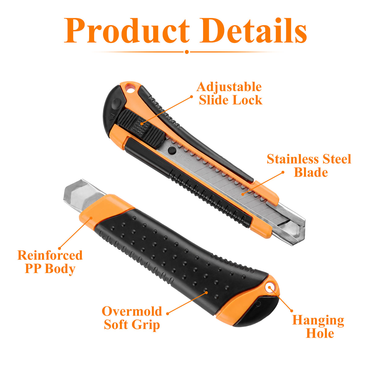 Agesis 6 pack Box Cutter, Retractable Utility Knife with Rubber Grip, Snap-off Razor Blade Box Opener for Cardboard, Cartons, Packages and Crafts