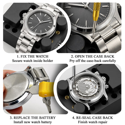 Agesis Watch Repair Kit, 147PCS Watch Link Removal Kit with Watch Band Adjustment Tool, Spring Bar Tool, Watch Case Opener for Battery Replacement and Strap Resizing