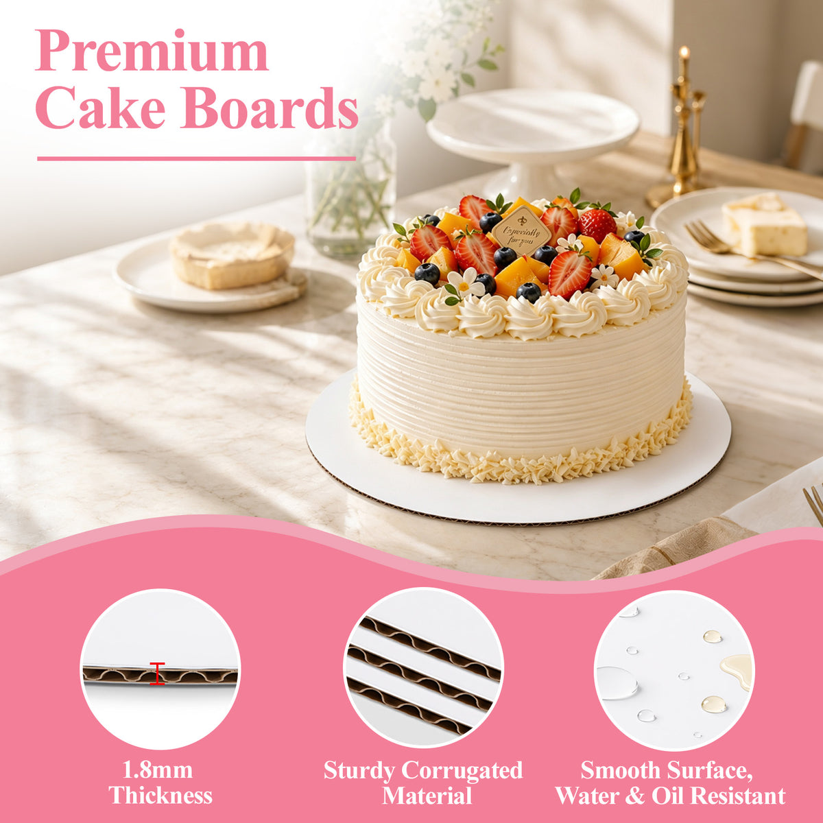 Agesis 46 Pack Cake Boards 10 inch Round, White Cardboard Cake Rounds, Waterproof Oil-Resistant Cake Base Boards for Cupcakes, Pizza, Desserts, Bakery