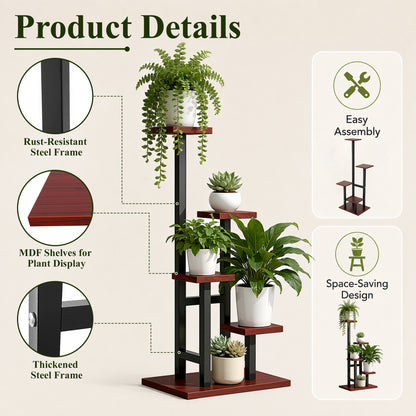 Agesis Plant Stand Indoor, 5 Tier Corner Plant Stand Tall Indoor Plant Shelf Organizer Rack for Living Room, Balcony, Patio & Garden Decor