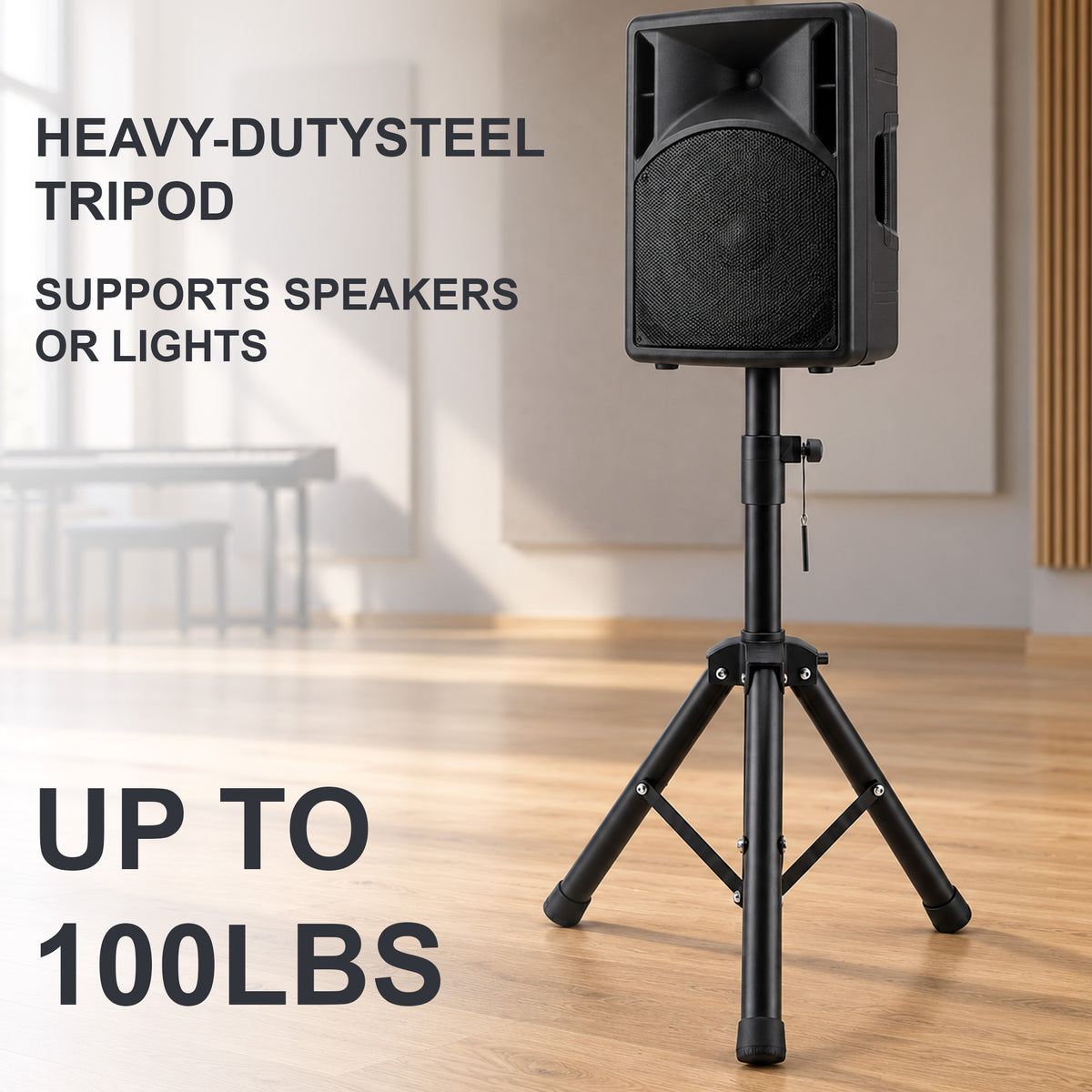 Agesis Speaker Stands 2 Pack, Height Adjustable 26–43 Inch Tripod Speaker Stand, 35mm Universal Mount with Safety Pin & Knob Lock for DJ, PA, Studio, Home