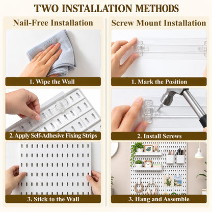 Agesis Peg Board Kit, 4-Pack Modular Pegboard Wall Organizer with Hooks and Bins, for Office, Kitchen, Craft Room and Garage, 22" x 22" Overall Size
