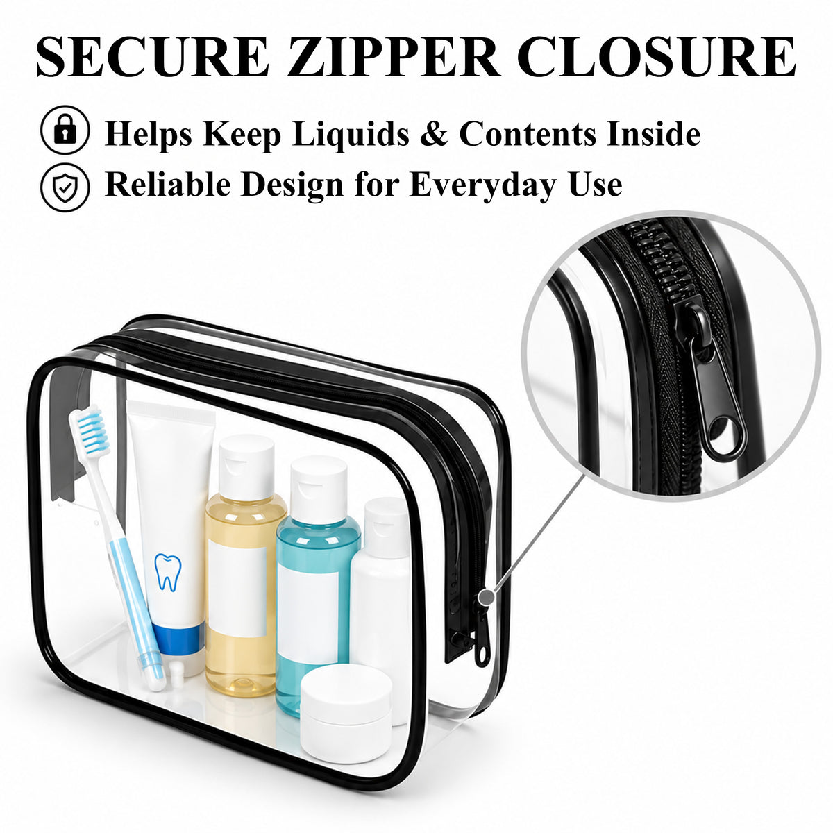 Agesis Clear Bag, 6 Pack Clear Makeup Bags with Zipper, Waterproof Travel Toiletry Bags for Women and Men, Ideal for Cosmetics and Toiletries