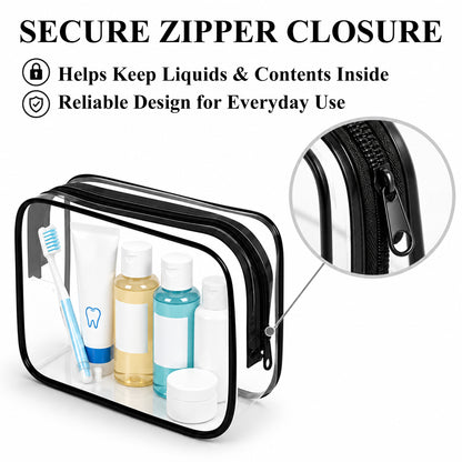 Agesis Clear Bag, 6 Pack Clear Makeup Bags with Zipper, Waterproof Travel Toiletry Bags for Women and Men, Ideal for Cosmetics and Toiletries