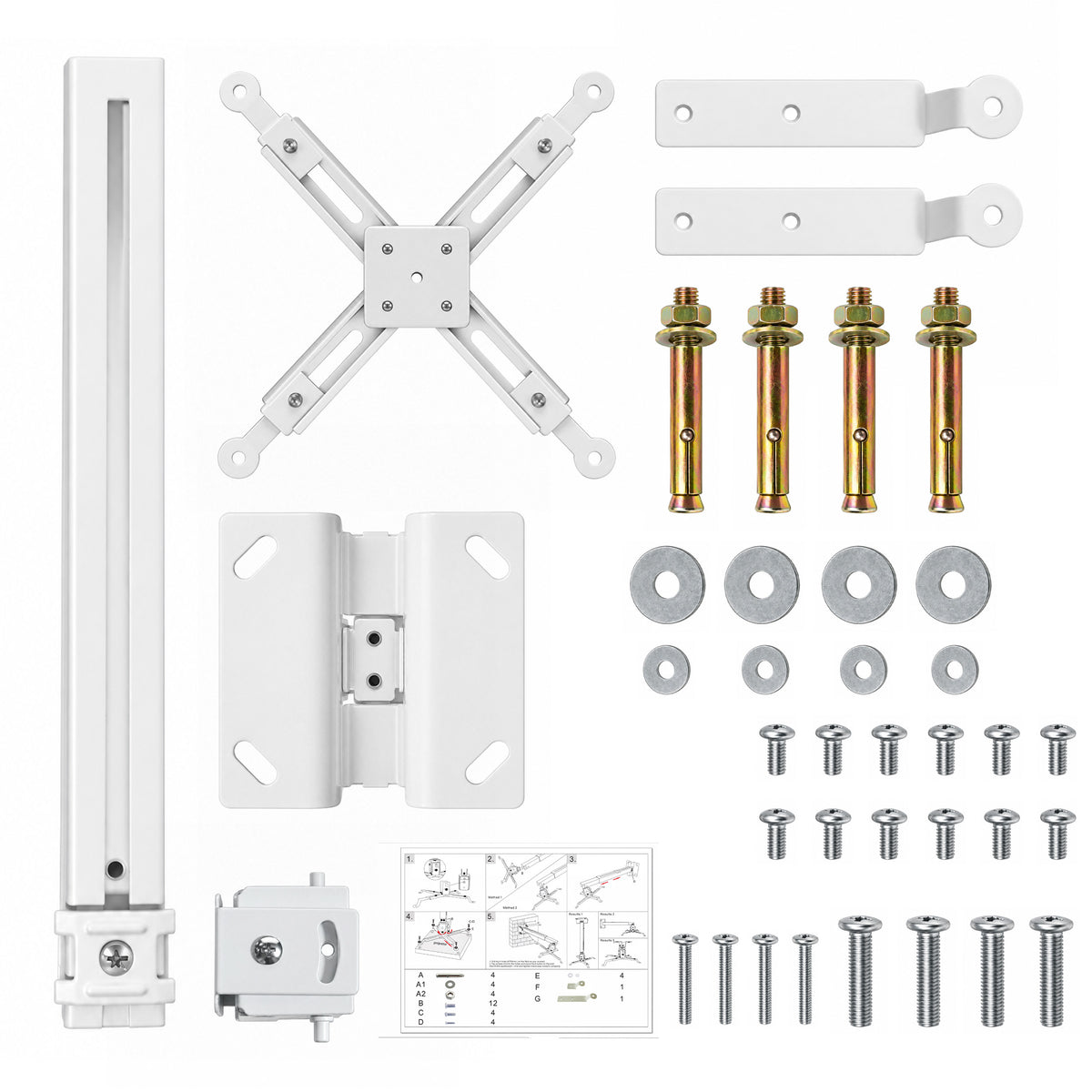 Agesis Projector Ceiling/Wall Mount, Universal 3-in-1 Height Adjustable Bracket with Extension Pole, Supports up to 33 lbs for Home Office