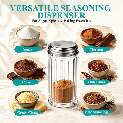 Agesis 2 Pack 12oz Glass Sugar Dispenser, Pourer and Shaker with Flip Top Lid, Clear Container for Coffee Bar, Cinnamon, Salt and Spices