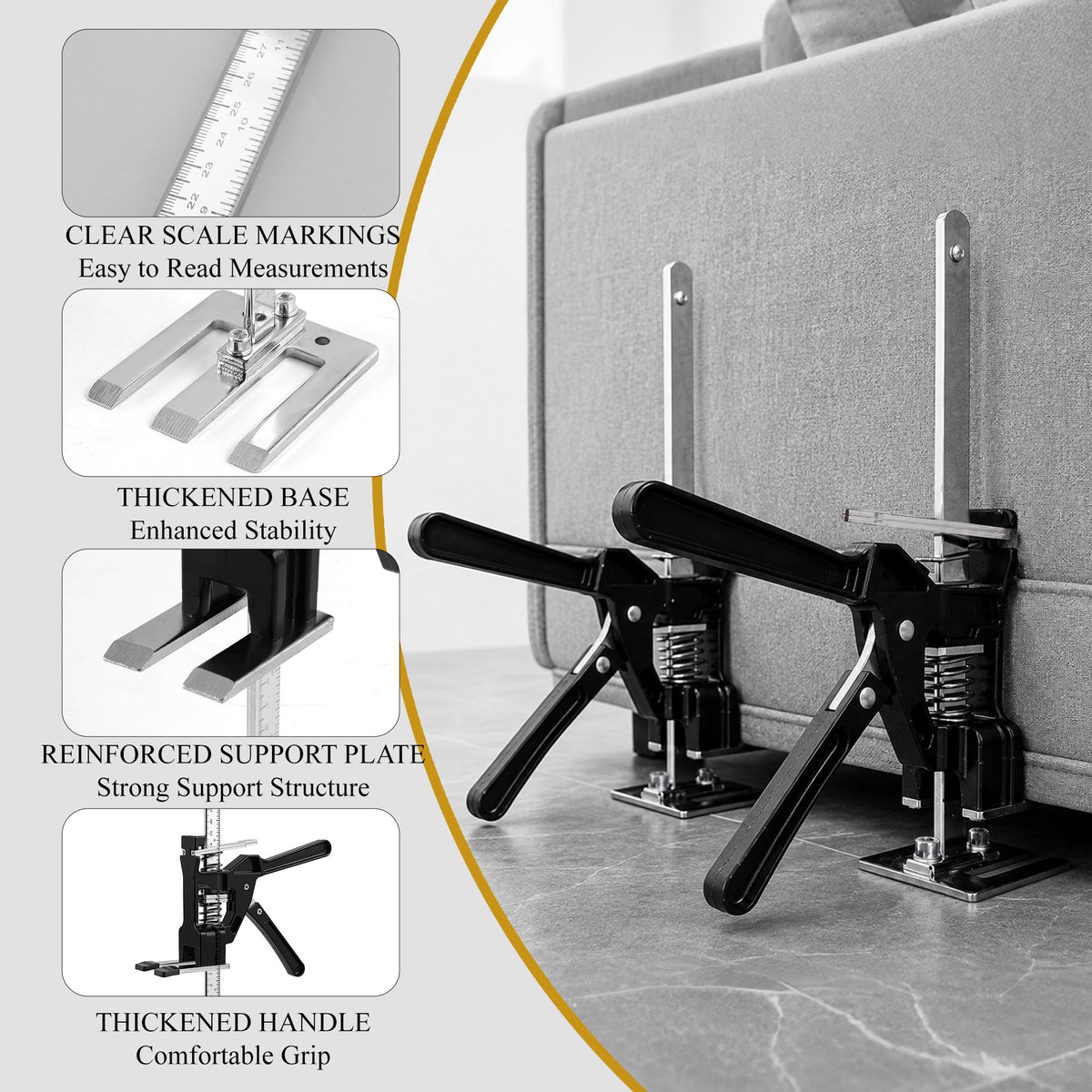 Agesis 2 Pack Furniture Jack, 15 Inch Labor Saving Arm Jack Handle, Height Adjustment Lifting Tool for Cabinets, Doors and Wall Tile, Load 440 LB