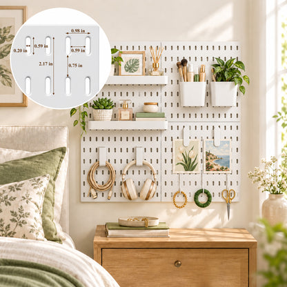 Agesis Peg Board Kit, 4-Pack Modular Pegboard Wall Organizer with Hooks and Bins, for Office, Kitchen, Craft Room and Garage, 22" x 22" Overall Size