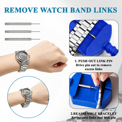 Agesis Watch Repair Kit, 147PCS Watch Link Removal Kit with Watch Band Adjustment Tool, Spring Bar Tool, Watch Case Opener for Battery Replacement and Strap Resizing