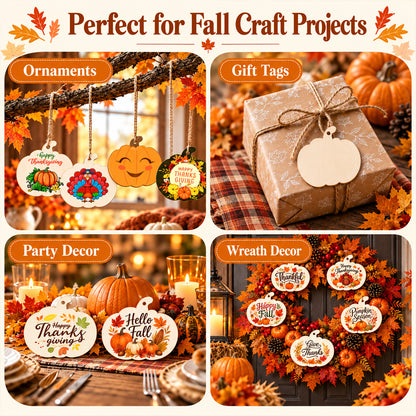 Agesis 70 Pack Wooden Pumpkin for Crafts, 3.5 x 3 inch Blank Pre-drilled Wood Pumpkins Cutouts for Painting, DIY Crafts, Fall Decor, Halloween and Thanksgiving Ornaments