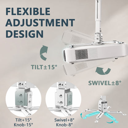 Agesis Projector Ceiling/Wall Mount, Universal 3-in-1 Height Adjustable Bracket with Extension Pole, Supports up to 33 lbs for Home Office