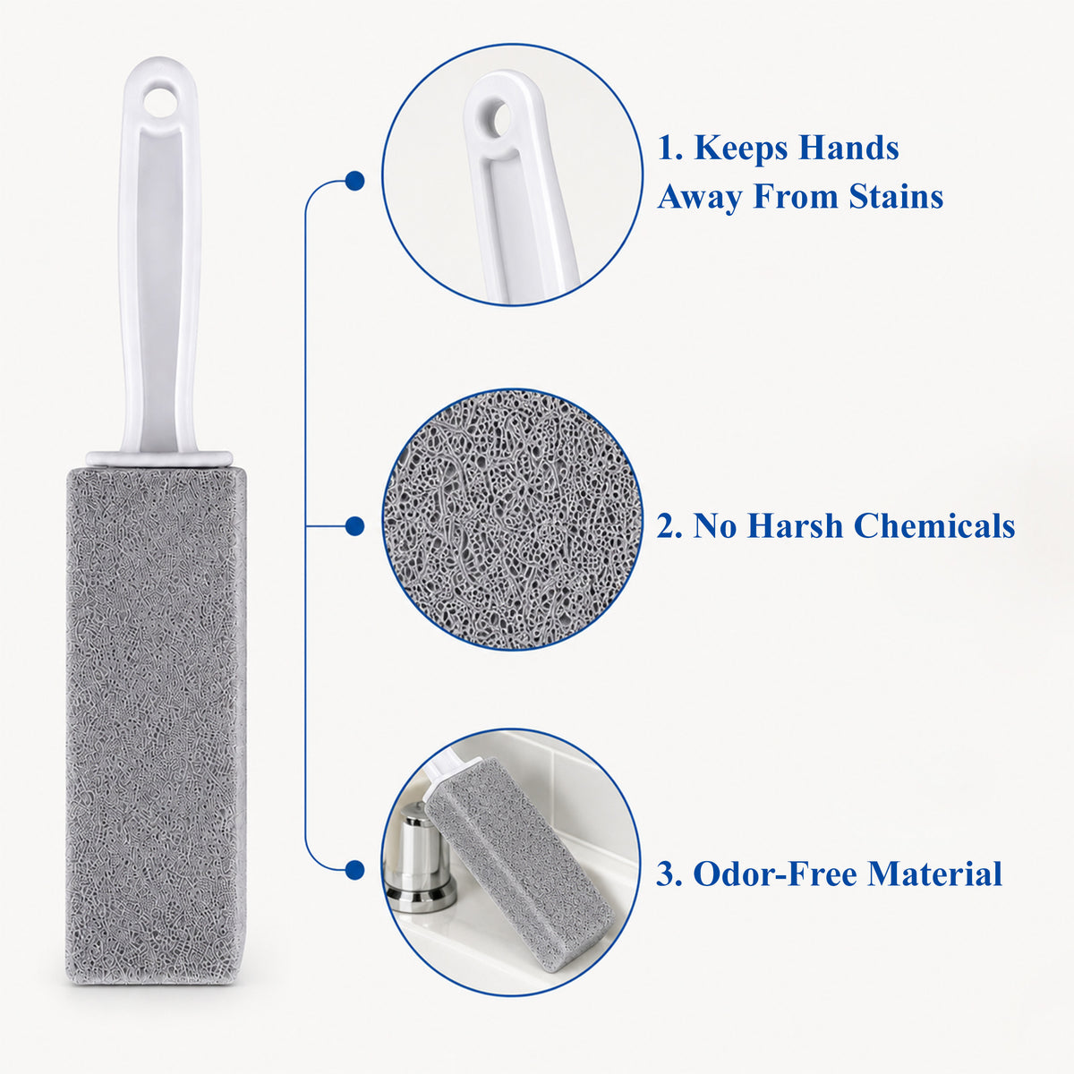 Agesis Pumice Stone Toilet Bowl Cleaner, 6 Pack Long Handle Pumice Stone with 3 Handle Stones & 3 Handheld Cleaning Blocks, Hard Water Ring Remover for Toilet, Tub & Sink