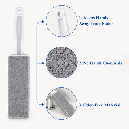 Agesis Pumice Stone Toilet Bowl Cleaner, 6 Pack Long Handle Pumice Stone with 3 Handle Stones & 3 Handheld Cleaning Blocks, Hard Water Ring Remover for Toilet, Tub & Sink