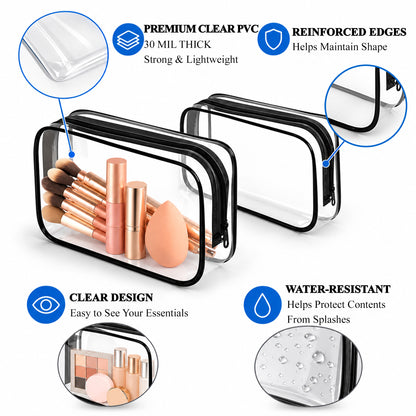 Agesis Clear Bag, 6 Pack Clear Makeup Bags with Zipper, Waterproof Travel Toiletry Bags for Women and Men, Ideal for Cosmetics and Toiletries