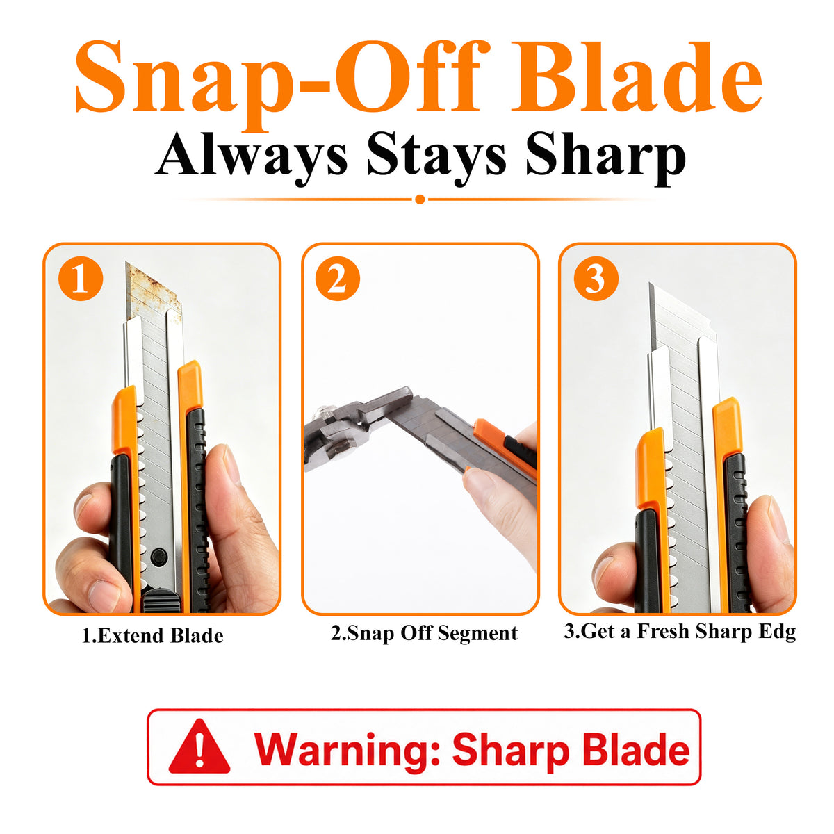 Agesis 6 pack Box Cutter, Retractable Utility Knife with Rubber Grip, Snap-off Razor Blade Box Opener for Cardboard, Cartons, Packages and Crafts