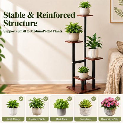 Agesis Plant Stand Indoor, 5 Tier Corner Plant Stand Tall Indoor Plant Shelf Organizer Rack for Living Room, Balcony, Patio & Garden Decor