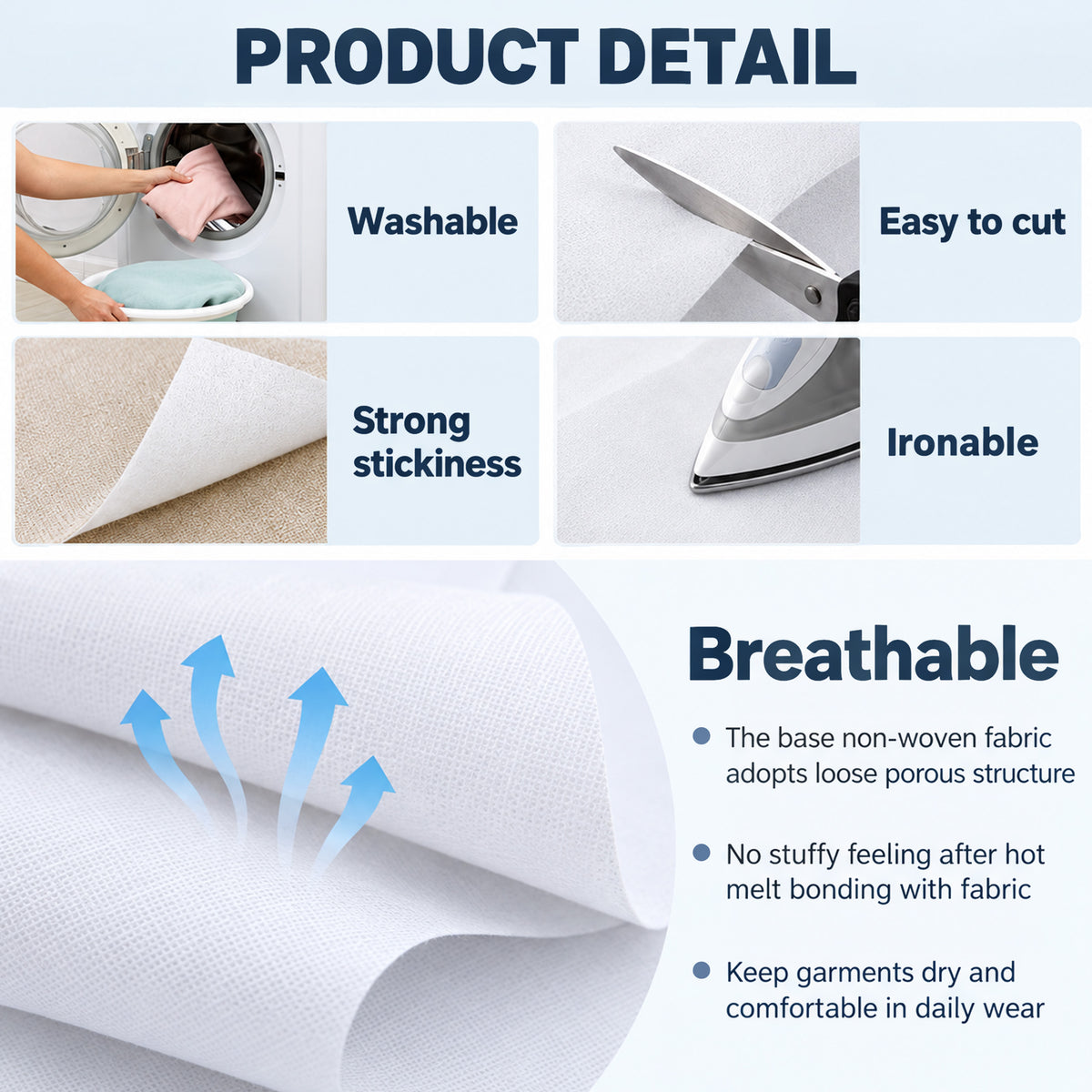 Agesis Fusible Interfacing for Sewing, 17in x 30yd Medium Weight Iron-on Non-Woven Single-Sided Interfacing for Diy Craft Supplies, Quilting, Shirt Plackets and Dresses, White