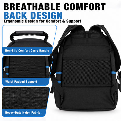 Agesis Tool Backpack with Molded Base, Heavy-Duty Tool Bag with Removable Tool Organizer, Padded Shoulder Straps, Water-Resistant Electrician Backpack for Home Repair & Contractors
