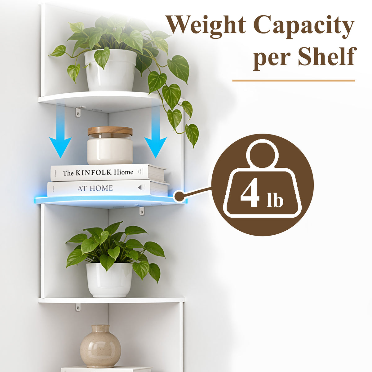 Agesis Corner Shelf Wall Mounted, 7 Tier Floating Shelves for Wall, Corner Storage Display for Bedroom, Living Room, Bathroom (White)