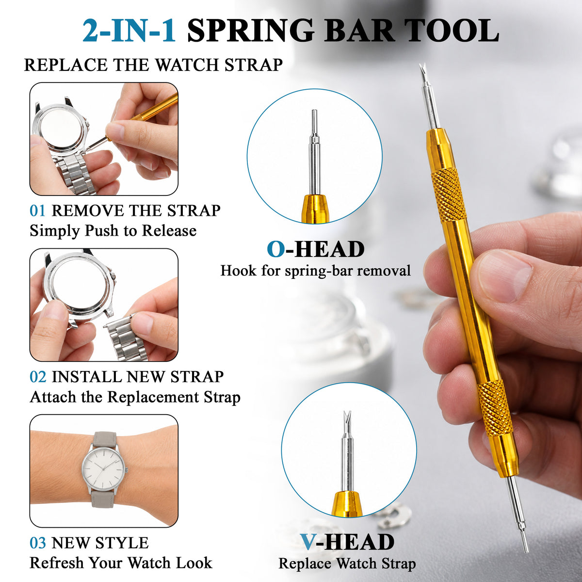 Agesis Watch Repair Kit, 147PCS Watch Link Removal Kit with Watch Band Adjustment Tool, Spring Bar Tool, Watch Case Opener for Battery Replacement and Strap Resizing