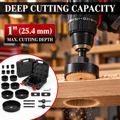 Agesis Hole Saw Kit, 24 PCS Hole Saw Set with 14 Saw Blades 3/4"-6" (19-152mm), Mandrels and Drill Bits for Drywall, Soft Wood, Plywood, PVC and Plastic