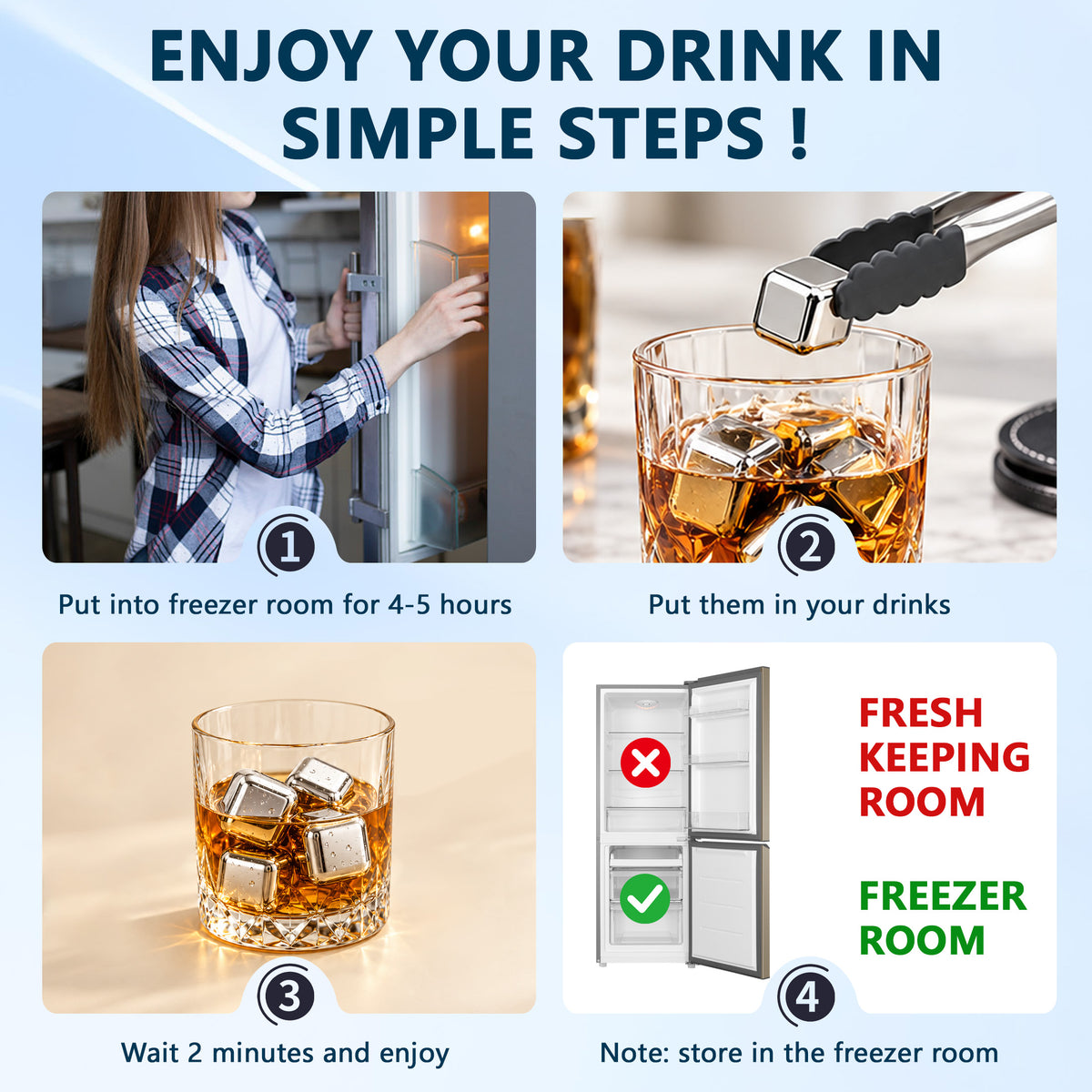 Agesis Whiskey Stones 12 Pack, Reusable Stainless Steel Ice Cubes with Storage Case & Tongs, Drink Chillers for Whiskey, Gift for Men, Dad & Boyfriend